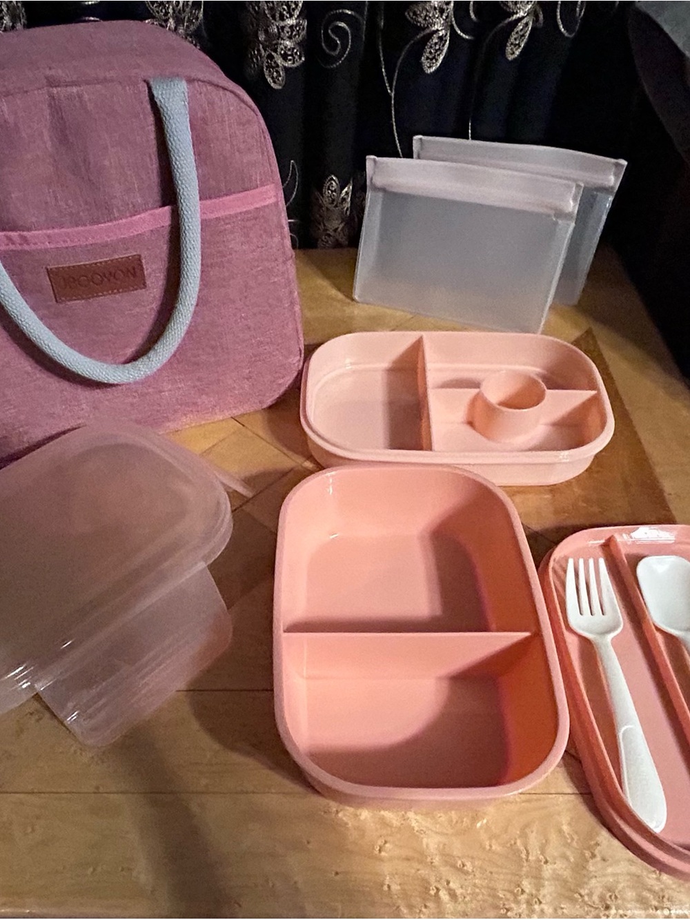 Pink Bento Lunch Box Set with Utensils